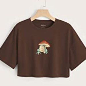 mushroom crop top with frog